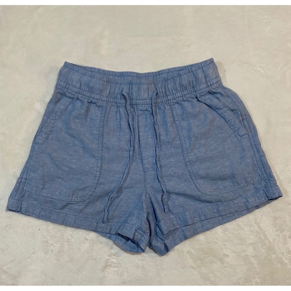 Gap Easy Pull On Shorts Indigo Chambray Linen Rayon Blue XS 809258-00